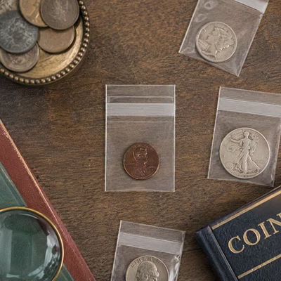 Crystal Clear Baggies w/ Adhesive Seal Flap - Great for Paper Clips Buttons Coins or Crystals Bag Size: 1 5/8" x 1 1/2" 100 Bags