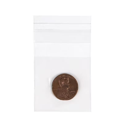 Crystal Clear Baggies w/ Adhesive Seal Flap - Great for Paper Clips Buttons Coins or Crystals Bag Size: 1 5/8" x 1 1/2" 100 Bags