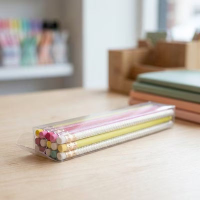 Clear Boxes for Pens Pencils Gum Balls Chocolate Pretzels Box Size: 1 1/2" x 1" x 7 1/2" 25 Boxes Crystal Clear Boxes