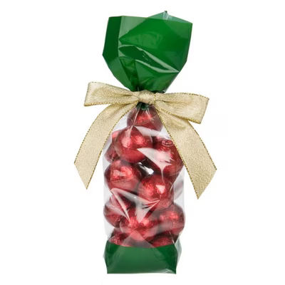 Small Tall Green and Clear Gusset Bags - Great for Christmas Candy or Stocking Stuffers Bag Size: 2" x 1 7/8" x 9 1/2" 100 Bags