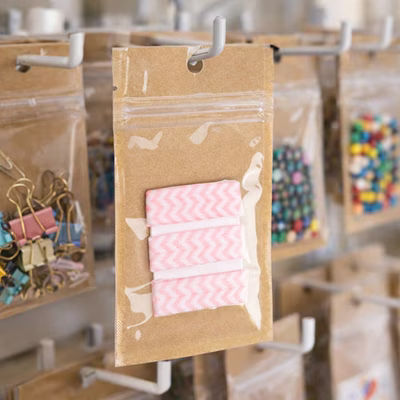 Kraft Backed Hanging Barrier Bags w/Tear Notches 3" x 4 1/2" 100 pack