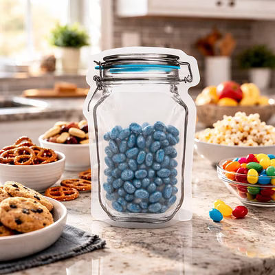 Cookie Packaging Clamp Lid Jar Shaped Pouches 4 11/16" x 2 1/4" x 7 3/4" 100 Pieces