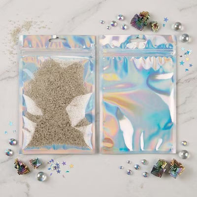 Holographic Backed Hanging Zipper Barrier Bags 5" x 7" 25 pack