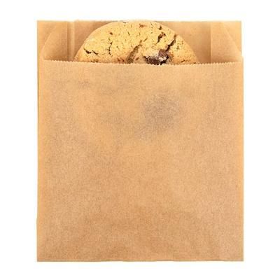 4" x 1 1/8" x 4 1/2" Kraft Greaseproof Bags - 100 Pieces - GPB2K