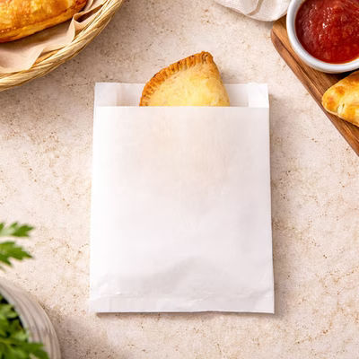 5 1/2" x 1 1/8" x 7 1/2" White Greaseproof Bags - 100 Pieces - GPB4W