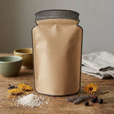 Kraft Mason Jar Pouches with Zipper 100 Pack 6" x 3 1/8" x 10"