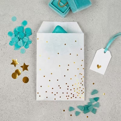 Paper Treat Bags Gold Dots 3" x 5" 100 pack GPB35GD