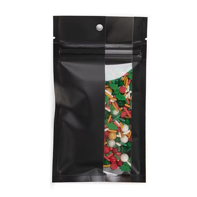 Matte Black Hanging Zipper Barrier Bag w/ Vertical Window 3" x 4 1/2" 100 pack HZBV3MB