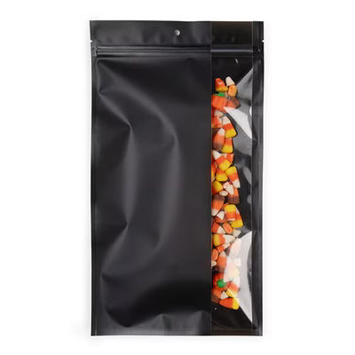 Matte Black Hanging Zipper Barrier Bag w/ Vertical Window 7" x 12" 100 pack HZBV8MB