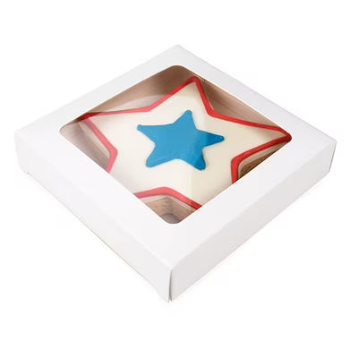 White Kraft Paper Window Box w/ attached window 4 1/8" x 7/8" x 4 1/8"| 25 Pack