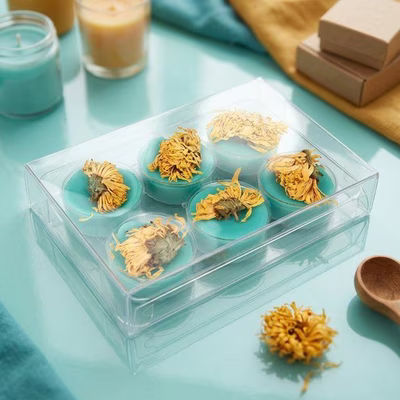 Clear Artisan Candy Box Set, Round Insert 2 3/4" x 13/16" x 4 1/16" 25 pack