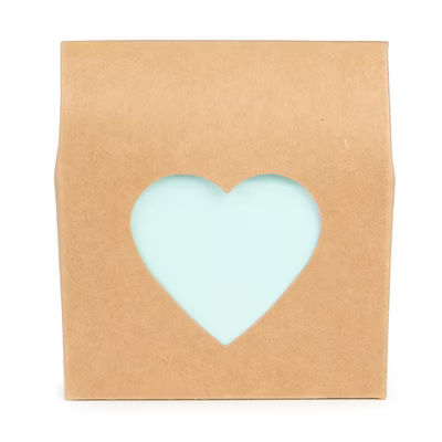 Kraft Shaped Favor Box with Heart Window 3 1/2? x 1 1/2? x 4? 25 Pack |FS343