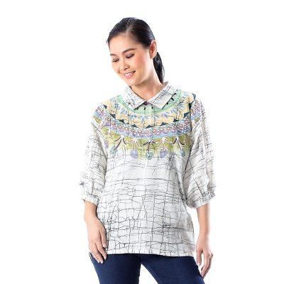 Batik Style,'Cotton Batik Tunic Top with Colorful Designs from Thailand'