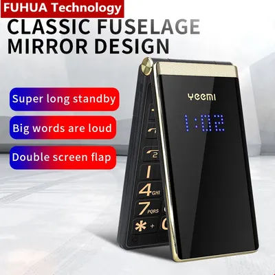 Flip Old Mobile Phone M2-C Dual Screen Big Button Big Audio GSM 2G Mobile Phone Free Leather Bag Flashlight