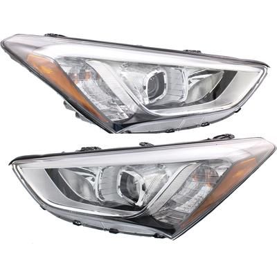 2013 Hyundai Santa Fe Driver and Passenger Side Headlights, with Bulbs, Halogen