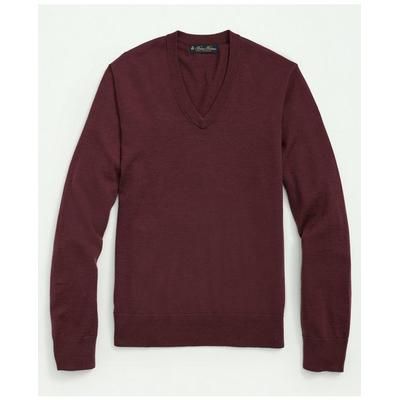 Brooks Brothers Men's Big & Tall Ultimate Merino Wool V-Neck Sweater | Burgundy | Size 3X Tall