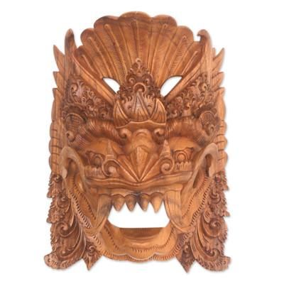 Barong Sai,'Artisan Handmade Acacia Wood Mask Indonesian Barong Sai'