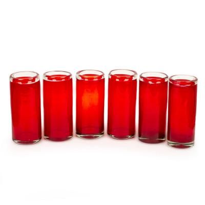 'Ruby' (set of 6) - Red Hand Blown Mexican Tequila Shot Glasses Set of