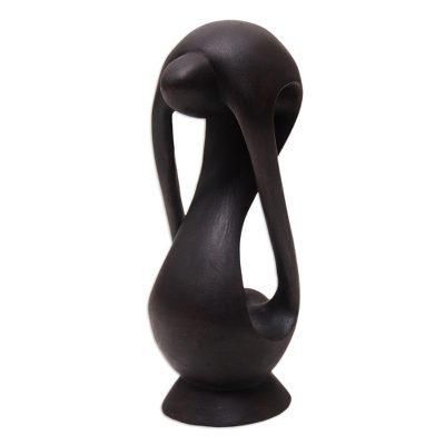 My Eternal Lover,'Hand-Carved Romantic Suar Wood Sculpture from Bali'