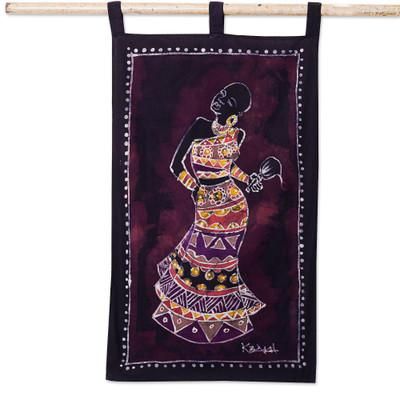 Empress Dance,'Ghanaian Cotton Wall Hanging of Dancing Woman'