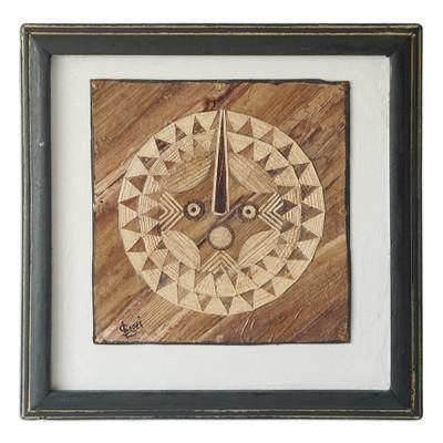 Dakar Mask I,'Handmade Natural Fiber Dakar Mask Wall Art from Ghana'