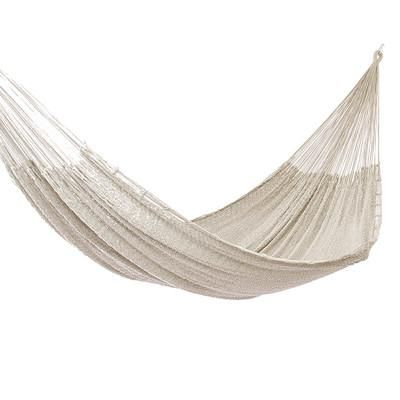 Hand Crafted Solid White Cotton Mayan Hammock (Double) 'Caribbean Beach'