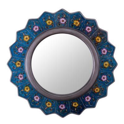 Blue Star,'Blue Reverse-Painted Mirror'