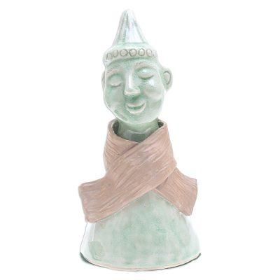 Hill Tribe Man,'Hand Made Celadon Ceramic Hill Tribe Sculpture'