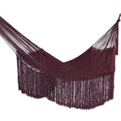 Wine Cascade,'Cotton Rope Hammock in Wine (Triple) from Mexico'