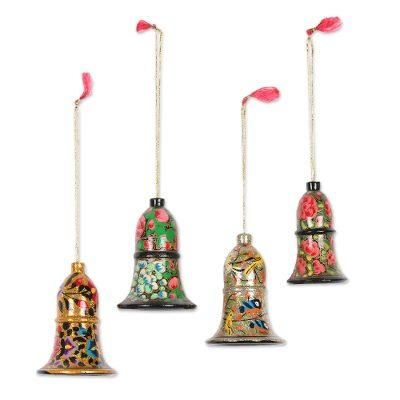 Wood ornaments, 'Holiday Melody' (large, set of 4)