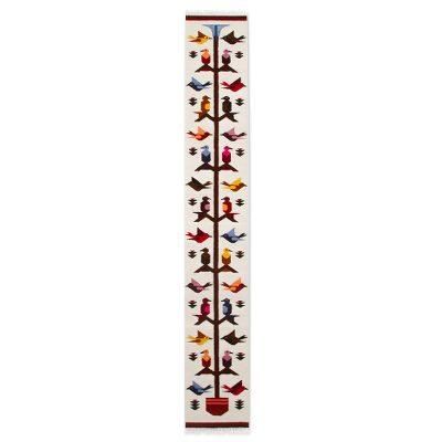 Wool table runner, 'Aves'