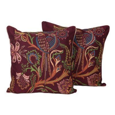 Floral Muse,'Cotton Cushion Covers with Floral Motif (Set of 2)'