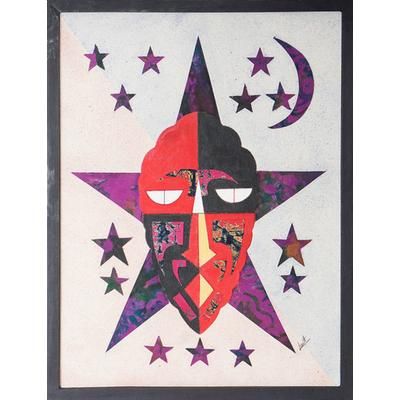 Sunday Born,'Traditional Cotton Batik Wall Art in Red and Purple Hues'