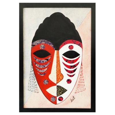 Never Give Up,'Handmade Cotton and Cardstock Batik Wall Art with Wood Frame'