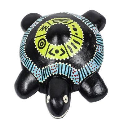 Surely,'Hand-Painted Sese Wood Turtle Sculpture from Ghana'