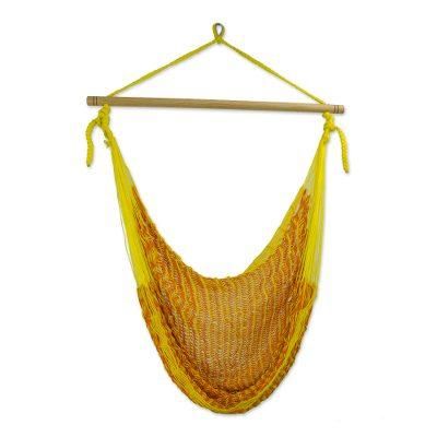 Maya Sunflower,'Yellow Orange Hand Woven Cotton Hammock Swing Chair'