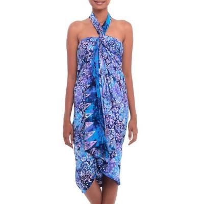 Regal Roses,'Floral Batik Rayon Sarong from Bali'