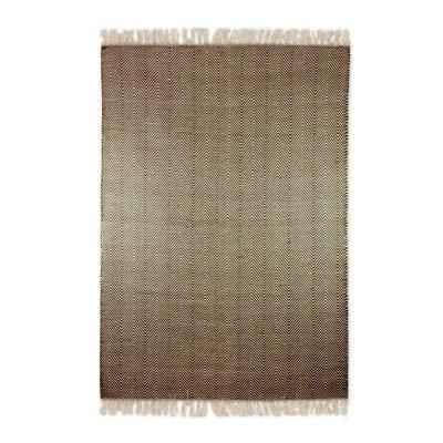 Wool dhurrie rug, 'Espresso Zigzag' (4x6)
