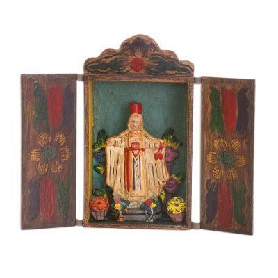 Our Lady of Mount Carmel,'Handmade Folk Art Retablo Sculpture of the Virgen del Carmen'