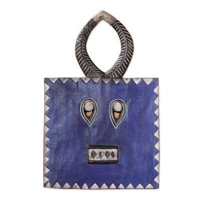 'Baule Indigo Moon' - Handcrafted Ivory Coast Wood Mask