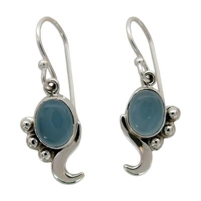 'Hindu Harmony' - Hand Made Sterling Silver and Chalcedony Earrings