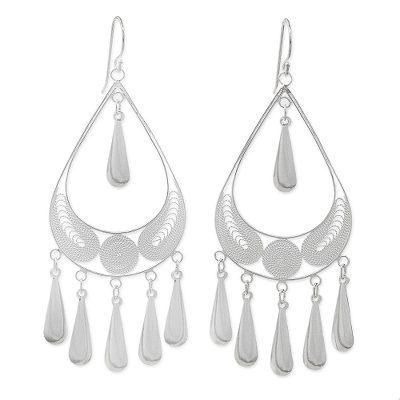 'Mystic Rain' - Handcrafted Sterling Silver Chandelier Earrings