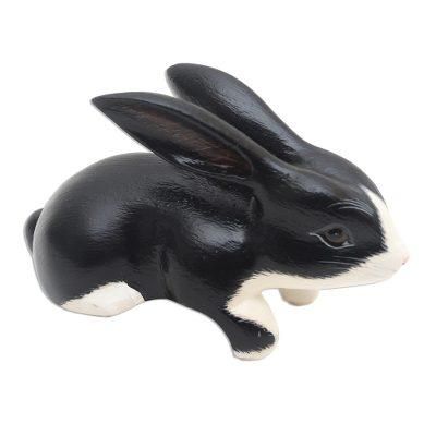 Curious in Black and White,'Black and White Curious Bunny Statuette'