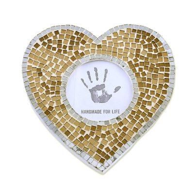 '3 in. Heart-Shaped Glass Mosaic Photo Frame from India'