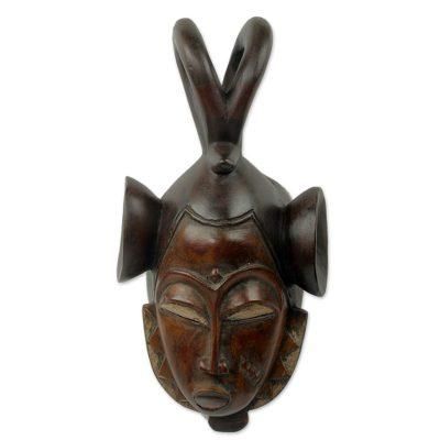Ivoirian wood mask, 'Scorpion Vigil'