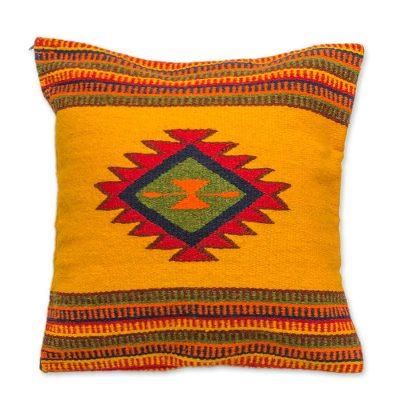 Morning Star,'Woven Wool Cushion Cover from Mexico'