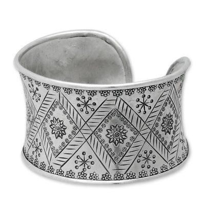'Sunflower' - Hill Tribe Sterling Silver Cuff Bracelet