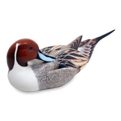Wood statuette, 'Posing Pintail Duck' - Indonesian Wood Bird Sculpture