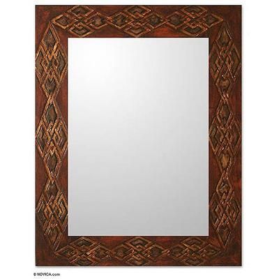 Leather mirror, 'Gordian Knot' (large) - Handmade Leather Mirror