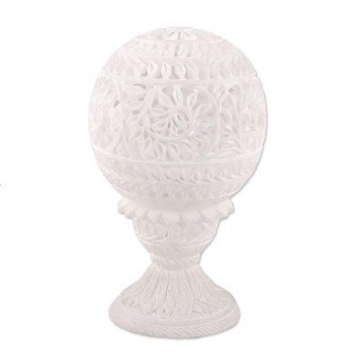 Vine Dome,'Vine Pattern Alabaster Tealight Holder from India'